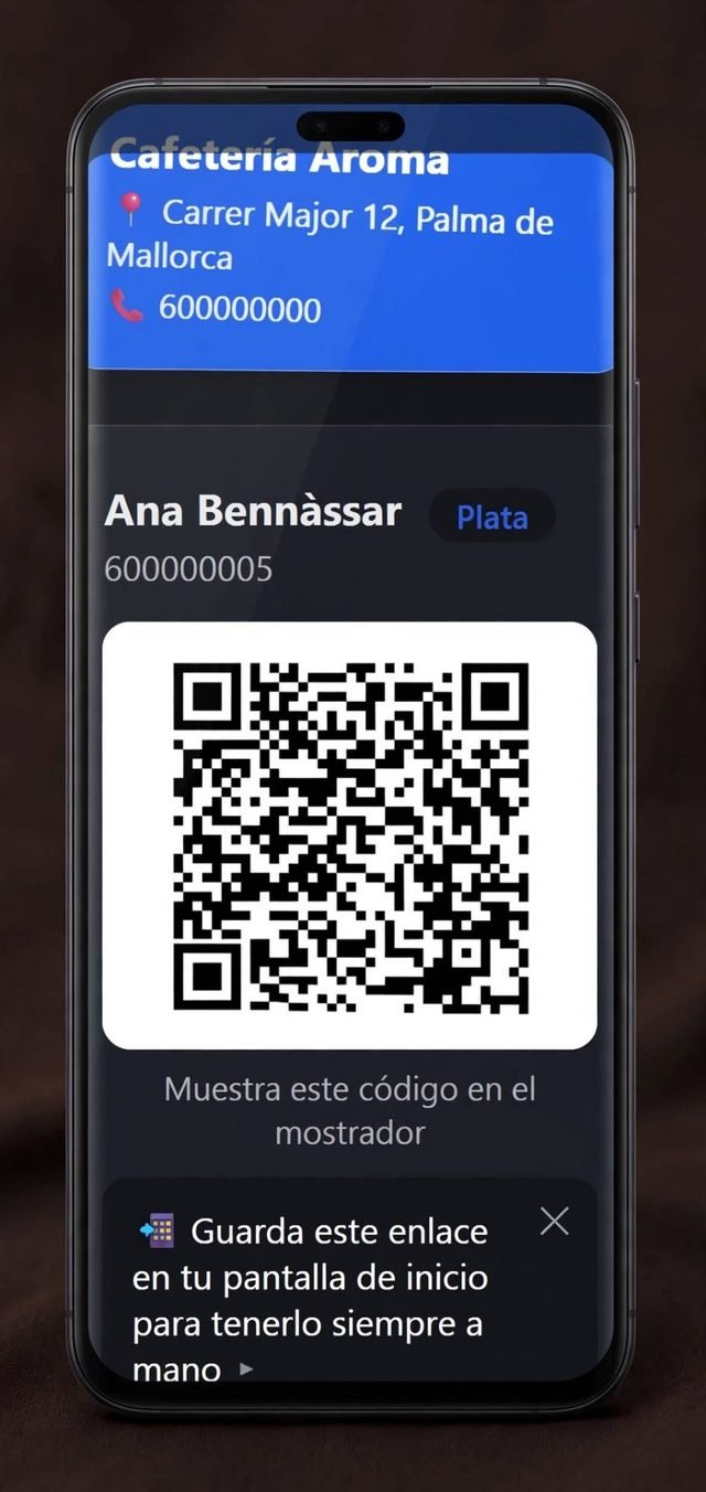 Código QR del cliente con su nombre, nivel e historial de saldo