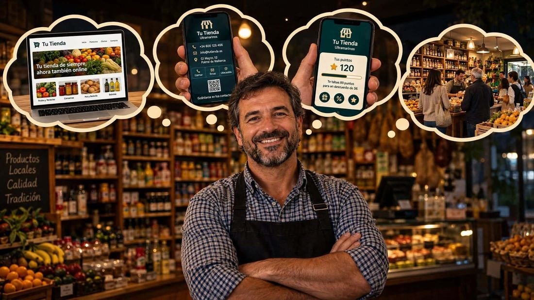 Comercio local con web, tarjeta digital y programa de fidelización de clientes