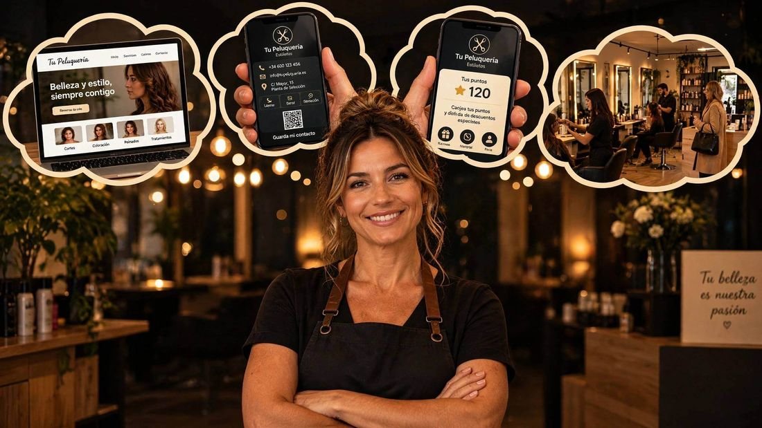 Peluquería con web, tarjeta digital y programa de fidelización de clientes